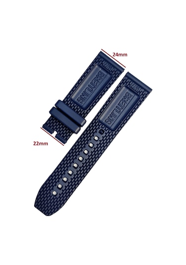 Breitling Modeli 24mm Mavi Renk Silikon Saat Kordonu