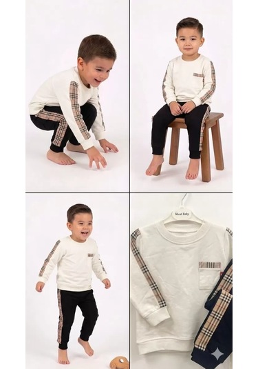 Peruflic 2-5 Yaş Cep Detaylı 2 Li Çocuk Takımı Beyaz
