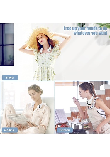 Padalink Taşınabilir Boyun Bağlı Fan, 360 Derece Tam Etki Rüzgar, 3 Hız Seçeneği, 10 Saat Çalışma Süresi, Şarj Edilebilir Plastik