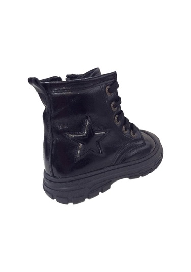 Ortopedikal 1001 Ridente Siyah Yıldızlı Patik Kız Çocuk Bot % 100 Deri Bağcık Ve Fermuarlı Siyah