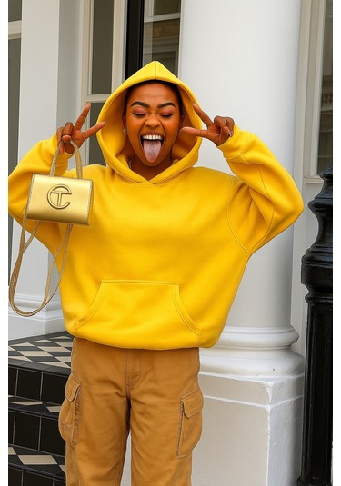 Unisex Düz Renk Sweatshirt Sari