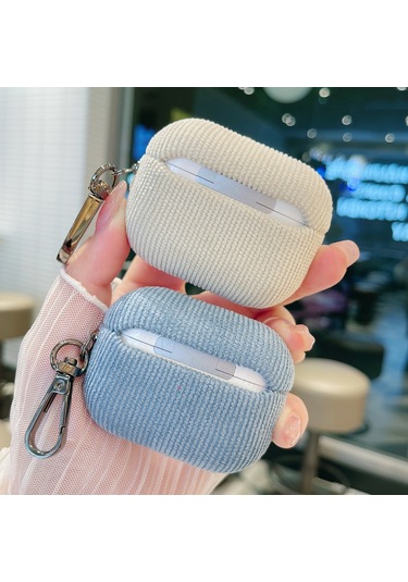 Airpods Uyumlu Pro İçin Kadife Kumaş Desenli Kulaklık Koruyucu Kılıf Pembe