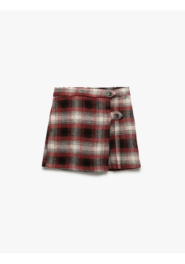 Koton Beli Lastikli Pileli Ekoseli Kırmızı Kız Çocuk Etek 6wkg40029aw Kırmızı