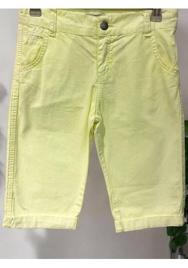 Zekids Erkek Çocuk Dokuma Kapri Şort-10726 Sarı