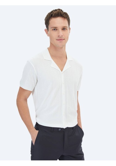 Ekru Regular Fit Casual Gömlek Ekru