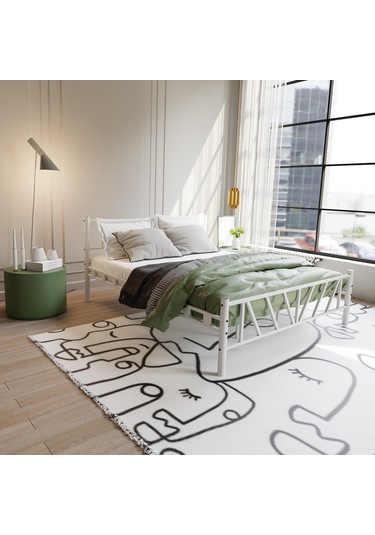 Gardenya Çift Kişilik Metal Karyola A Kalite, Ses Çıkarmaz ,ölçülü Model Karyola Beyaz