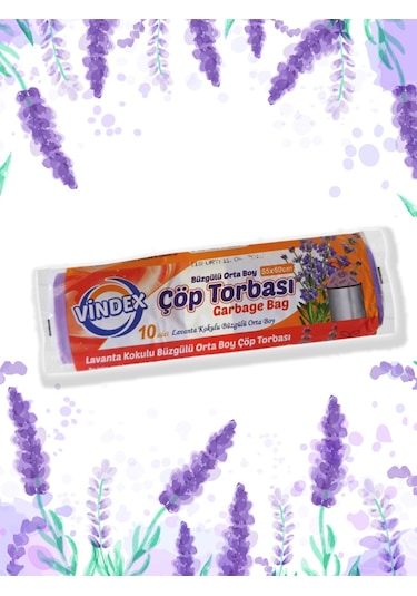 Vindex Büzgülü Lavanta Kokulu Orta Boy Çöp Torbası Mor 55 x 60 CM