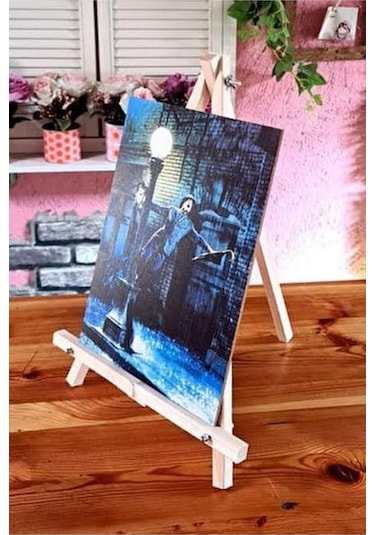 Masaüstü Şövaleli Resim Boya Başlangıç Seti, 2 Tuval, 6lı Boya, Palet, Vernik. Şövalye