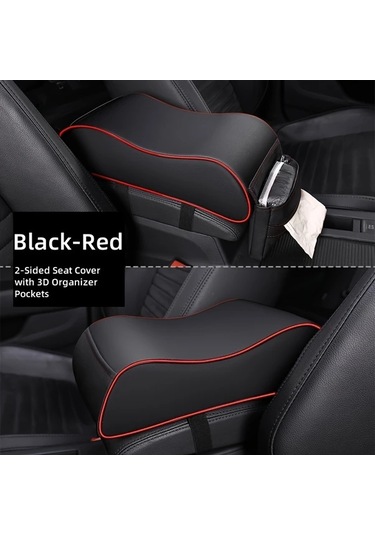 Chuangyinshop Yumuşak Araç Kolçak Minderi Telefon Cebi Siyah Kırmızı Ergonomik