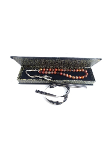 Kızıl Kahve Akik Taşı Tespih / İri Kesim Doğaltaş Tespih