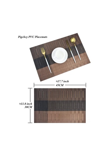 Hangfox Pvc Dokuma Isıya Dayanıklı Kaymaz Masa Örtüsü Seti - Gri Beyaz Degrade Desenli 4 Adet - 45x30 Cm - Temizliği Kolay - Ev Restoran Dekorasyonu Diğer