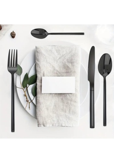 Valkyrie Çantalı Yolculuk Çatal Kaşık Bıçak Seti Kişiye Özel 1. Sınıf Paslanmaz Çelik Ofis Okul Kamp Restaurant C3404 Siyah