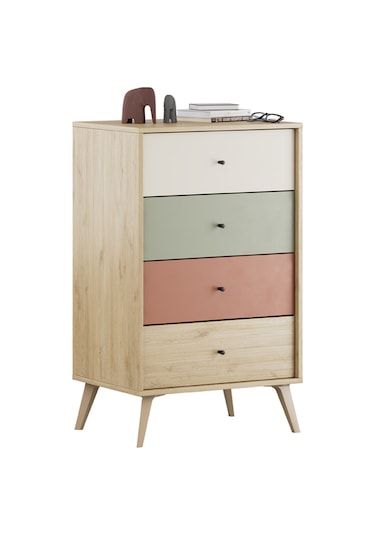 Terra 4 Çekmeceli Şifonyer-florida Meşe/karışık Renk 60x99x44 Cm Meşe