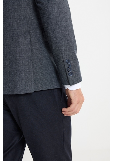 Ac&Co / Altınyıldız Classics Erkek Antrasıt Slim Fit Dar Kesim Mono Yaka Kaz Ayağı Desenli Kapak Cepli Yelekli Takım Elbise Antrasıt Antrasit