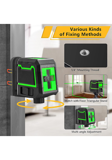 Vkemall D Tipi 2 Çizgi Yeşil Işık Lazer Seviyesi: Otomatik Çizgi Atma, Taşınabilir, Dokuma Çanta Ve Tripod İle Pil Yok