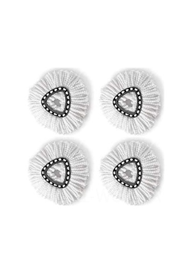 Neevoyu Topaklı Kumaş İçerikli Vileda/o-cedar Uyumlu Üçgen Döner Mop Başkanı - Kaliteli, Hafif Ve Dayanıklı - Beyaz