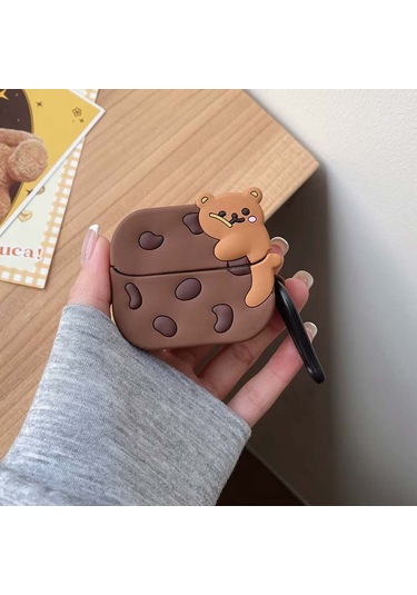 Microsonic Samsung Galaxy Uyumlu Buds 3 Pro Kılıf Cartoon Figürlü Silikon Crtn-fgr-krby-br Koyu Kahverengi