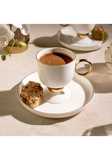 Nehir Karmen 6 Kişilik 12 Parça Porselen Kahve Fincan Takımı