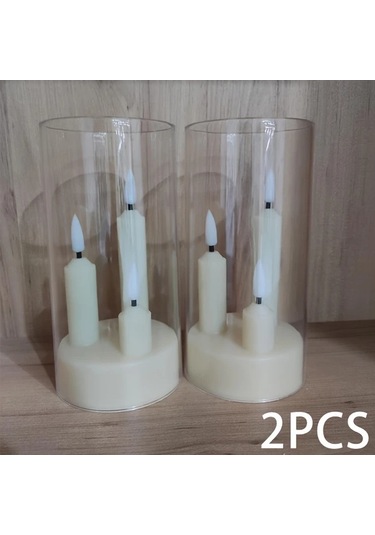 Meridiangoods 2'li Led Dekoratif Işıklar, Titreşen Sıcak Işık Efekti, Pilli Dekoratif Lamba Diğer