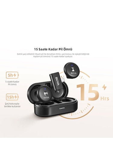 Boya Omic-d Wireless İkili Yaka Mikrofonu Lightning Siyah