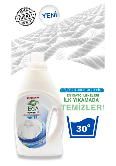 Ega Kimya Power Jel Siyah ve Beyaz Sıvı Yıkama Deterjanı 2 x 1100 ML