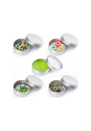 Sones 5 Adet İplik Doldurulabilir Alüminyum Paketleme Kutusu Kozmetik Küçük Saklama Kutusu, Kapasite: 100g Gümüş