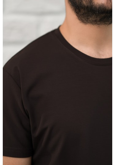 Paul Martin Slimfit Fit Bisiklet Yaka Rayon Kumaş Full Likralı T-shirt Kahverengi