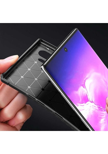Samsung Galaxy Uyumlu Note 10 Plus Karbon Görünüm Negro Silikon Kilif 545333738