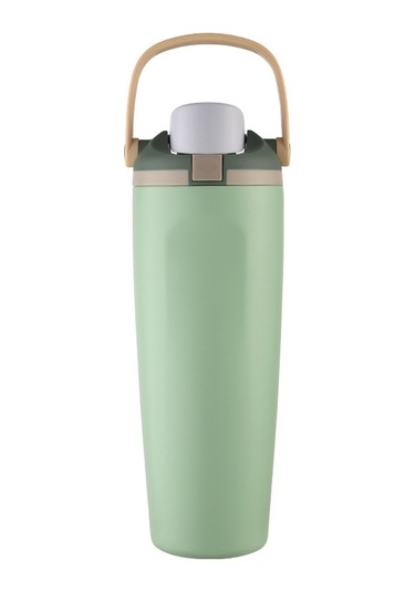 Taşınabilir Zıplama Termos Bardağı, Kilitli Tokalı, Çift İçme Spor Su Bardağı Yeşil