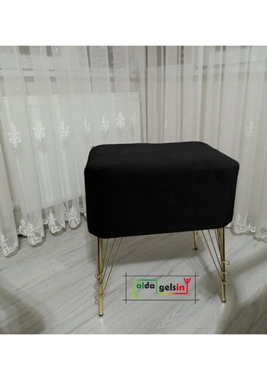 Ultra Lüks Metal Ayak Alda Parrot Puf Gold Siyah