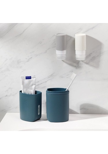 Sones İş Seyahatleri İçin Taşınabilir Diş Fırçası Kapları Kapaklı Yaratıcı Ağız Suyu Kapları, Stil: Alt Şişe Olmadan Koyu Mavi