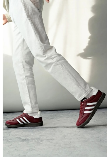 Muggo Jabbar Unisex Ortopedik Günlük Garantili Bağcıklı Yürüyüş Koşu Sneaker Spor Ayakkabı Bordo