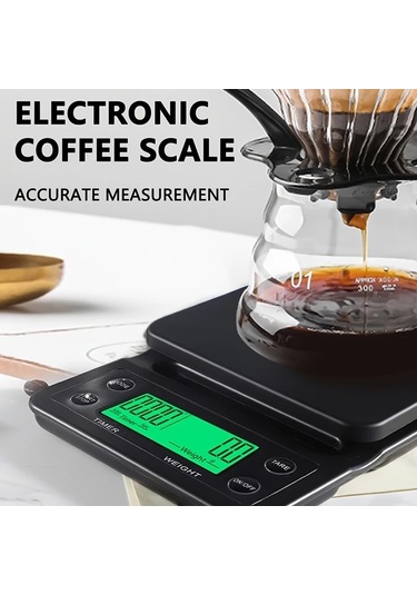 Oldfriend Yüksek Hassasiyetli Mini Çay Terazisi 0.1g Zamanlayıcılı Siyah Lühet Versiyon + Izgara Taban Siyah Yüksek Kalite Versiyon + Yalıtım Pedi