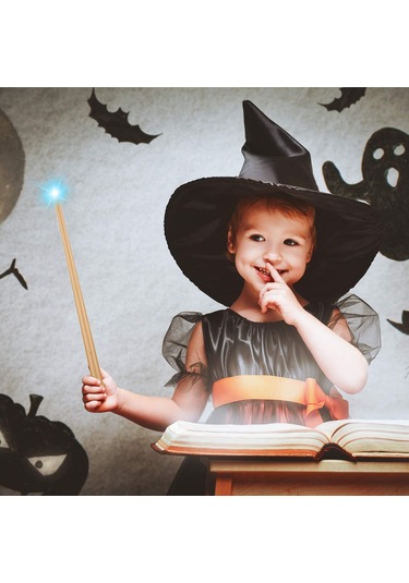 Dianziye 14 İnç Sarı Plastik Işıklı Sesli Cadı Asası - Kostüm Aksesuarı, Halloween Ve Kosplay Partileri İçin 2 Adet