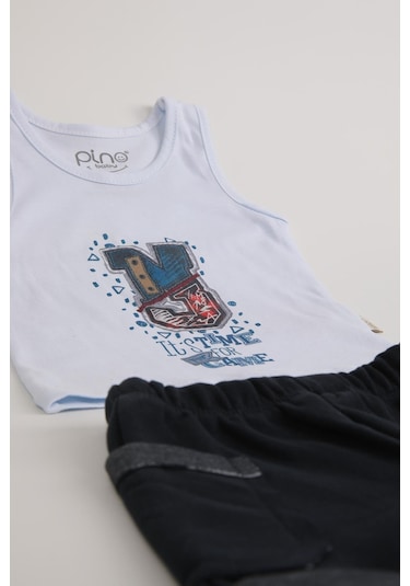 N3 Baskı Şortlu Takım Lacivert 3561 001