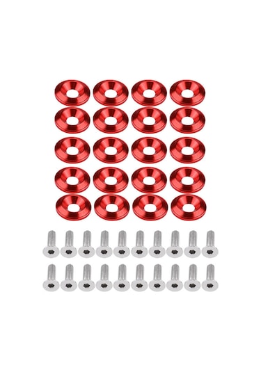 Kosona 20 Adet Kırmızı Otomobil Tampon/şerit Sabitleme Somunu Ve Cıvata Seti - Cnc Alüminyum, Dayanıklı, Evrensel Uyumlu, Dekoratif