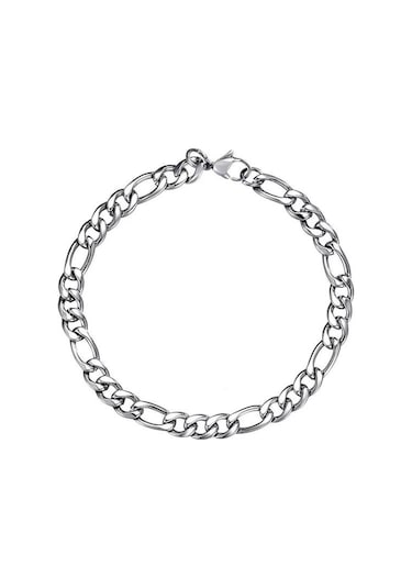 Figaro 3E1 Çelik Künye Erkek Bileklik Zincir  Ack06B Beyaz