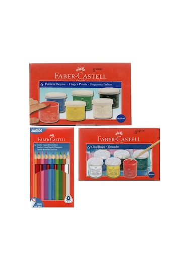 Faber-castell Parmak Boya + Guaj Boya + Jumbo Üçgen Boya Kalemi