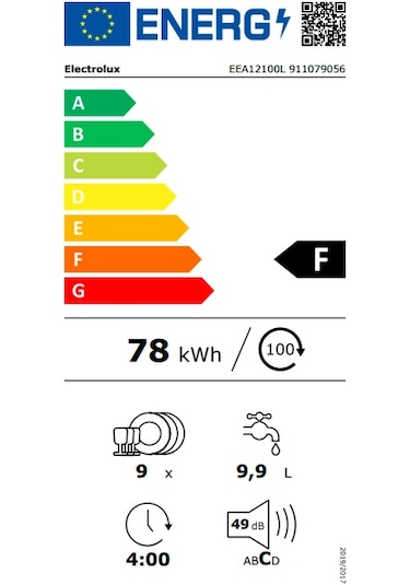 Electrolux EEA12100L 5 Programlı 9 Kişilik Ankastre Bulaşık Makinesi