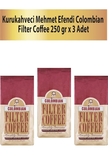 Mehmet Efendi Kurukahveci Colombian Filtre Kahve 3 x 250 G