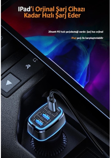 Usams US-CC126 PD Type-C + 2XUSB-A 80W Çakmaklık Hızlı Şarj Cihazı