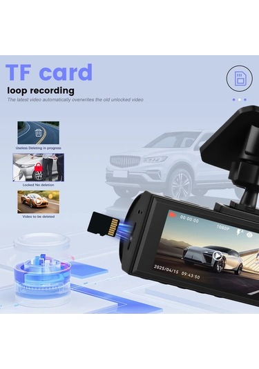 Dashanshop 32g Kartlı 3 16 Çift Lensli Araç Kamerası 1080p Ön 480p İç Görüş Hd Gece Görüşü Geniş Açı Dvr