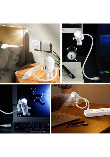 Usb Astronot Gece Lambası, Masa Lambası, Kitap Okuma Lambası Işığı Beyaz
