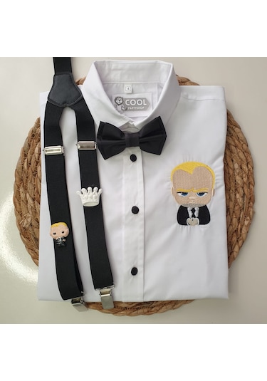 Coolpartyshop Erkek Çocuk Askı Papyon Gömlek Mavi