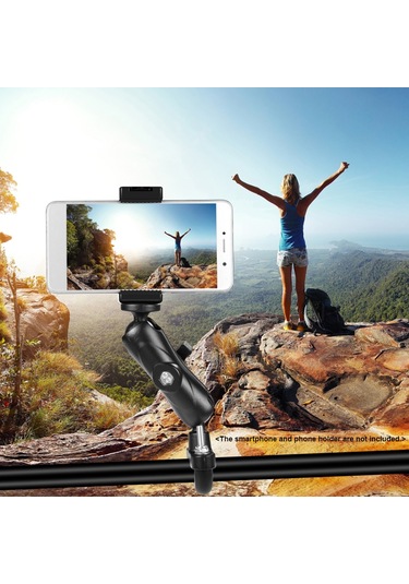 Yaozixa Abs Metal Bisiklet Motor Gövde Tutucu - 3.6cm Çaplı Çubuklar İçin, 360 Döner Çift Top Kafa, Kolay Kurulum, Siyah