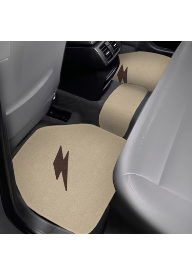 Kahverengi Şimşek Nakış Desenli 5'li Oto Halı Paspas Seti Ön Arka Uyumlu Araç Oto Halı Paspas