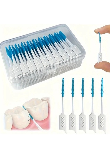 Willowhaven 200 Adet Mavi Diş İpi - Yumuşak Silikon İnterdental Fırça, Etkili Temizlik Ve Hassas Diş Etleri İçin