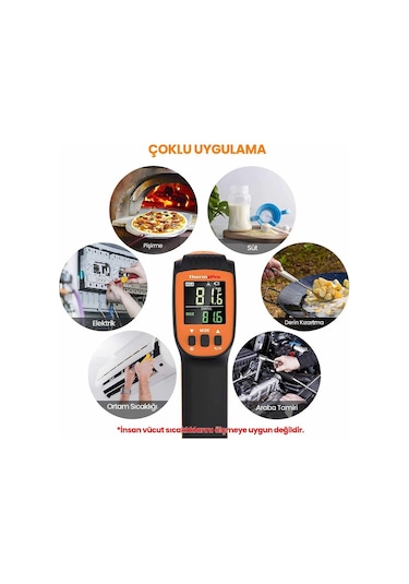 ThermoPro TP450 -50C/+550C Antişok Dual Lazer Endüstriyel Kızılötesi Temassız Termometre