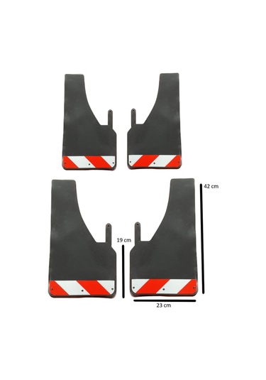 MKM Mitsubishi L300 Fosforlu Kırmızı-Beyaz Renkli 4'lü Paçalık Çamurluk Tozluk