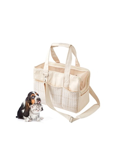 Cbtx Taşınabilir Pamuk Kanvas Gezi Omuz Kedi Çantası Bej